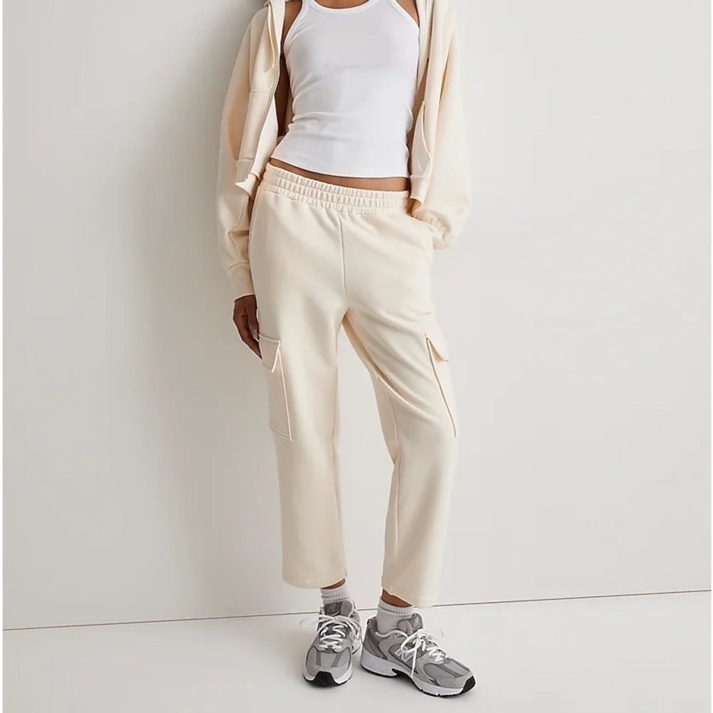 MADEWELL Cream Brushed Cargo Sweatpants NWT Lounge Cozy